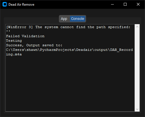 Dead Air Remove Console tab