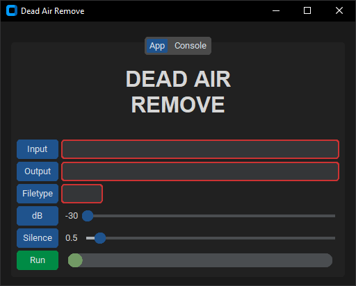 Dead Air Remove UI with validation errors